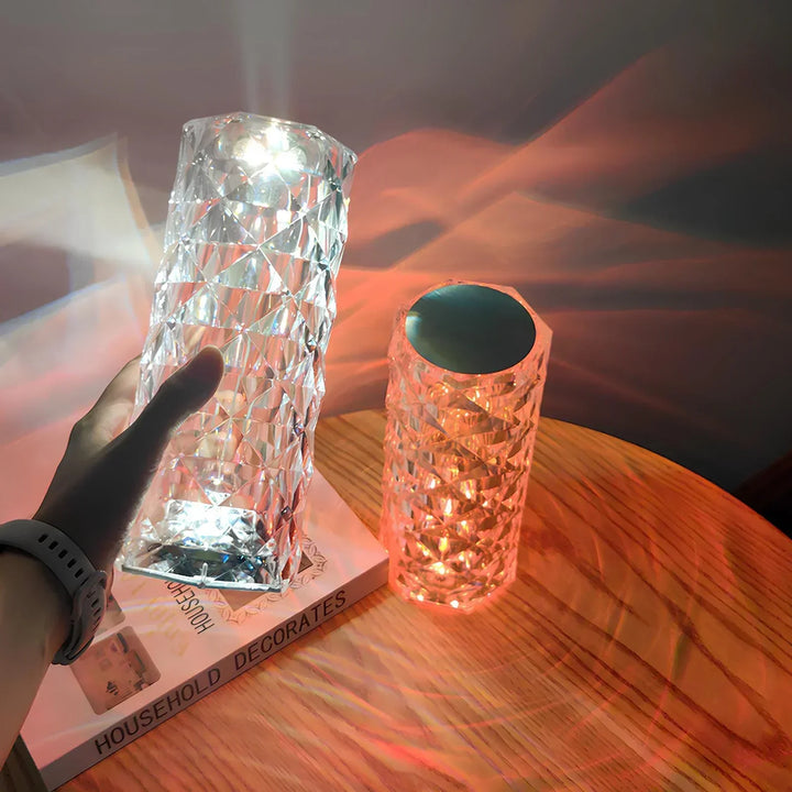 Krystal Touch Bordlampe med 16 Farver og USB-C Genopladning