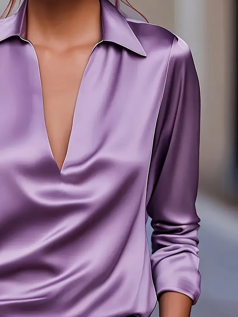 Eva™ | Luksus Satin V-Hals Bluse