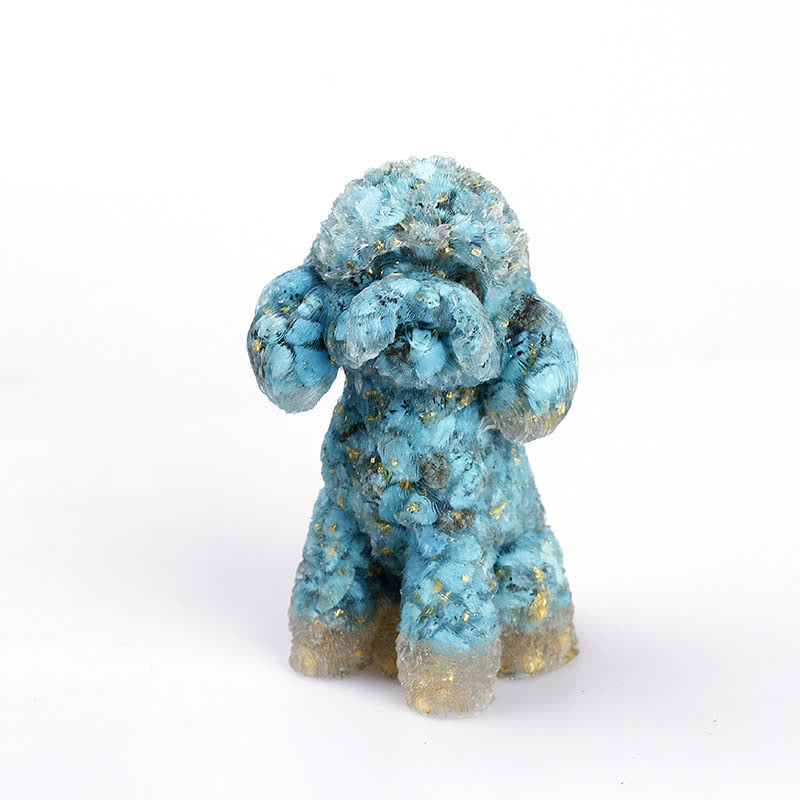 Naturligt Krystal Poodle Sten Ornament i Ædelsten