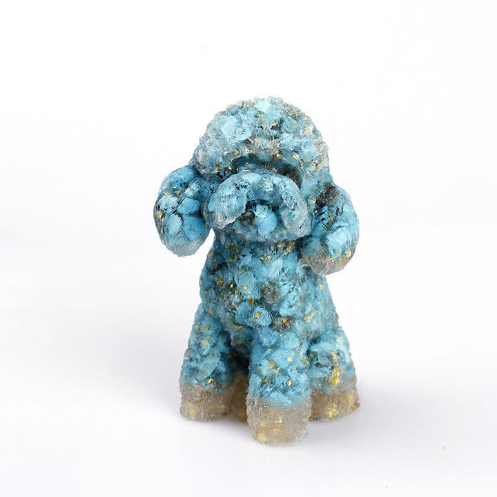 Naturligt Krystal Poodle Sten Ornament i Ædelsten