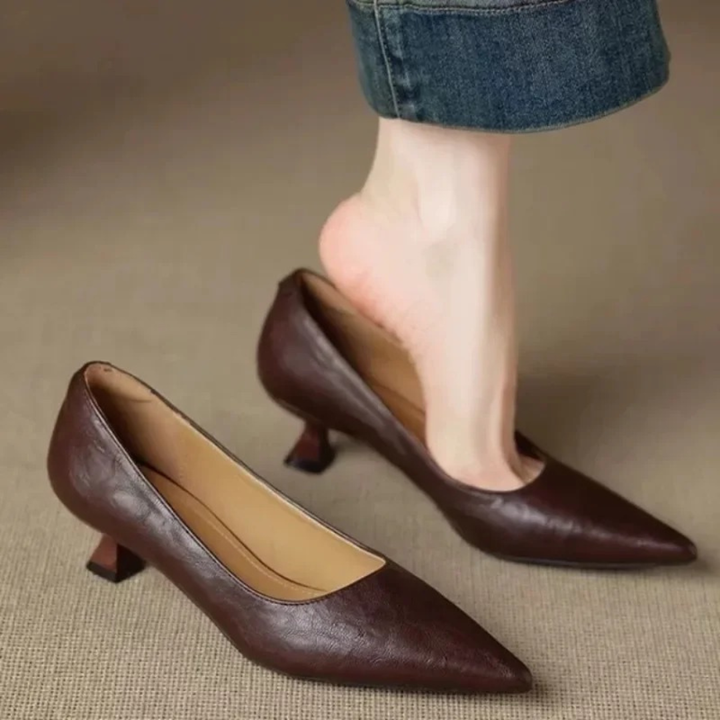 Katharina | Dame Klassiske Spidse Pumps Med Lav Hæl