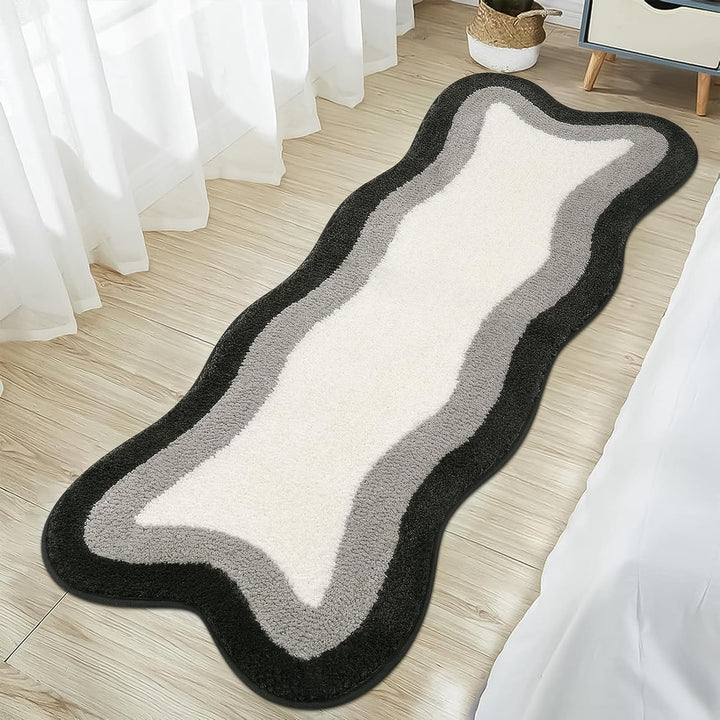 Skridsikker Badeværelse Måtte med Blød Microfiber Top i Sort Gradient