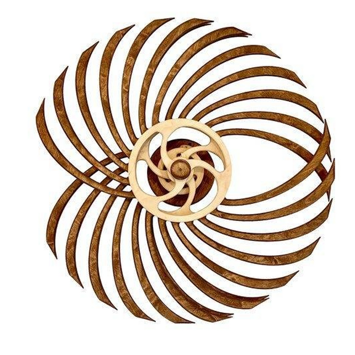 Håndlavet Kinetisk Træskulptur med Boomerang Design