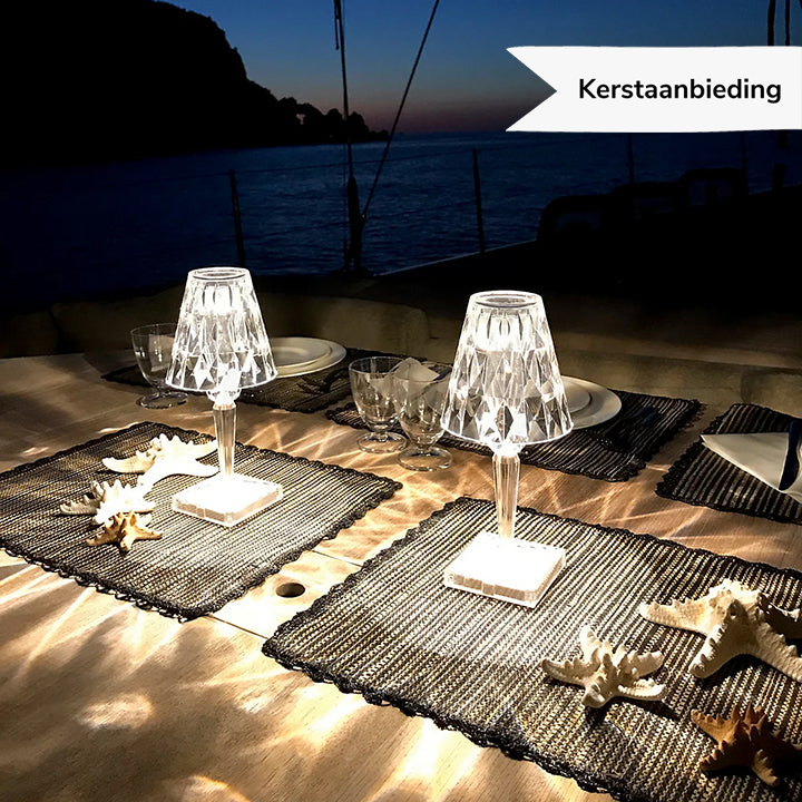 Dæmpbar Trådløs Krystal LED Bordlampe med Touch Kontrol