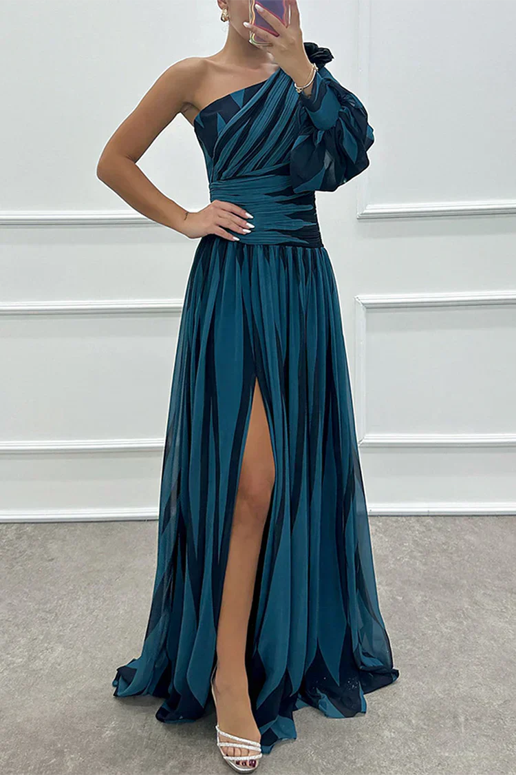 Bonnie™ | Elegant Stribet One Shoulder Maxi Kjole