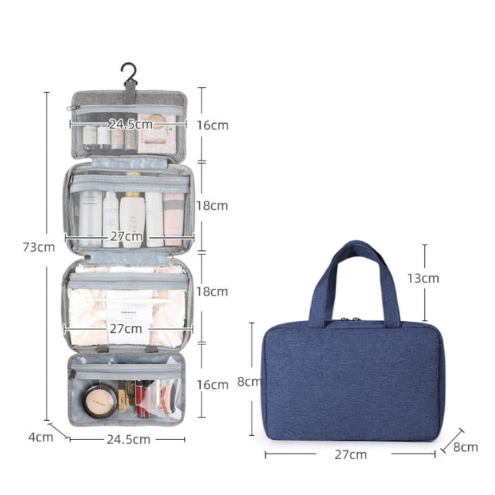 Kompakt Rejse Kosmetik Organizer med 4 Rum og Gennemsigtige Sider