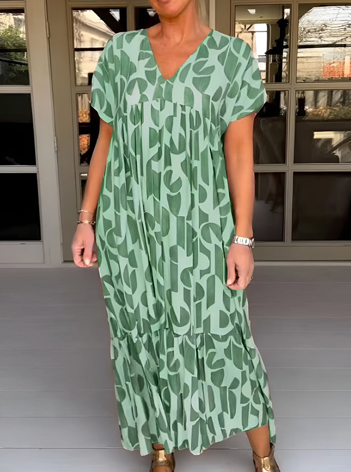 Perle | Kvinders V-Hals Flowy Draperet Midi Kjole Aften