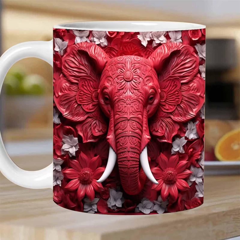 3D Elefant Keramisk Kaffe Kop - Personliggørbar Rejsekop