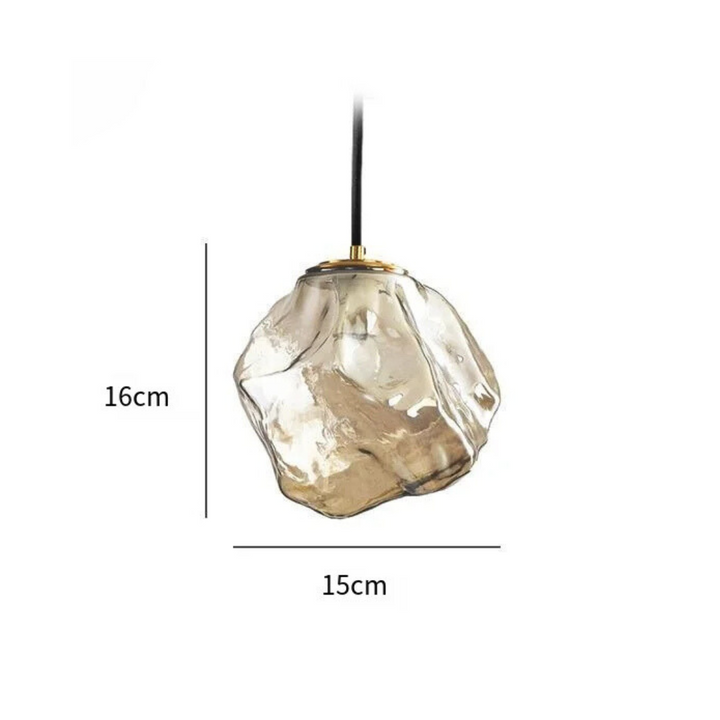 Isterning Pendelampe i Glas med Kobberdetaljer