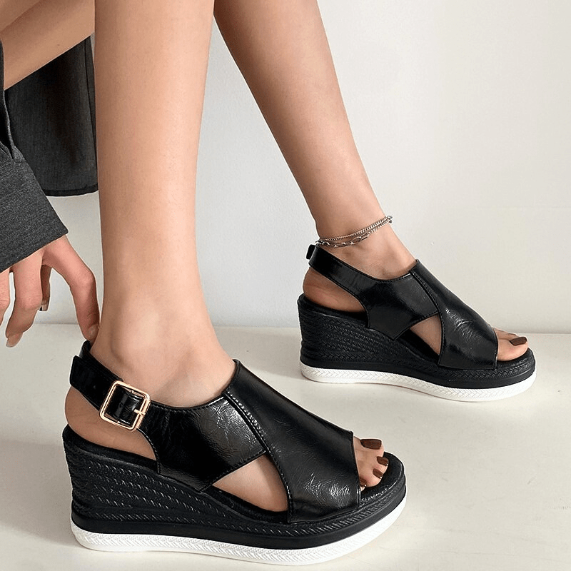 Stefanie | Dame Metalliske Platform Komfort Sandaler