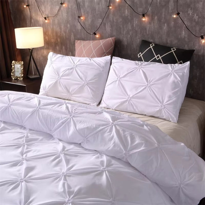 Pintuck Duvet Cover Sæt i Mikrofiber - 3 Stykker