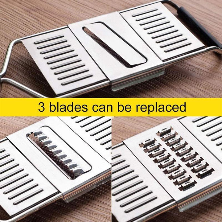 Stålgrøntsagsslicer med 3 Udskiftelige Blade
