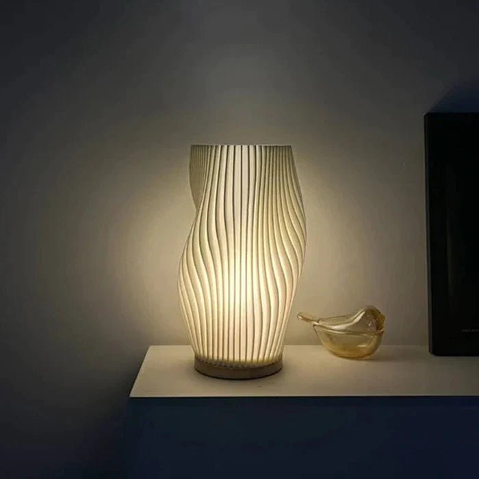 Dimmbar Plisseret Bordlampe med USB og Justerbart Lys