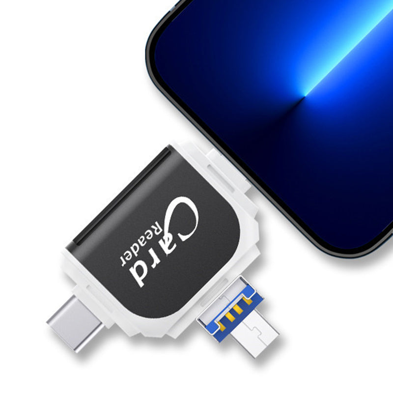 4-i-1 Kortlæser med USB, USB-C, Micro USB og Lightning