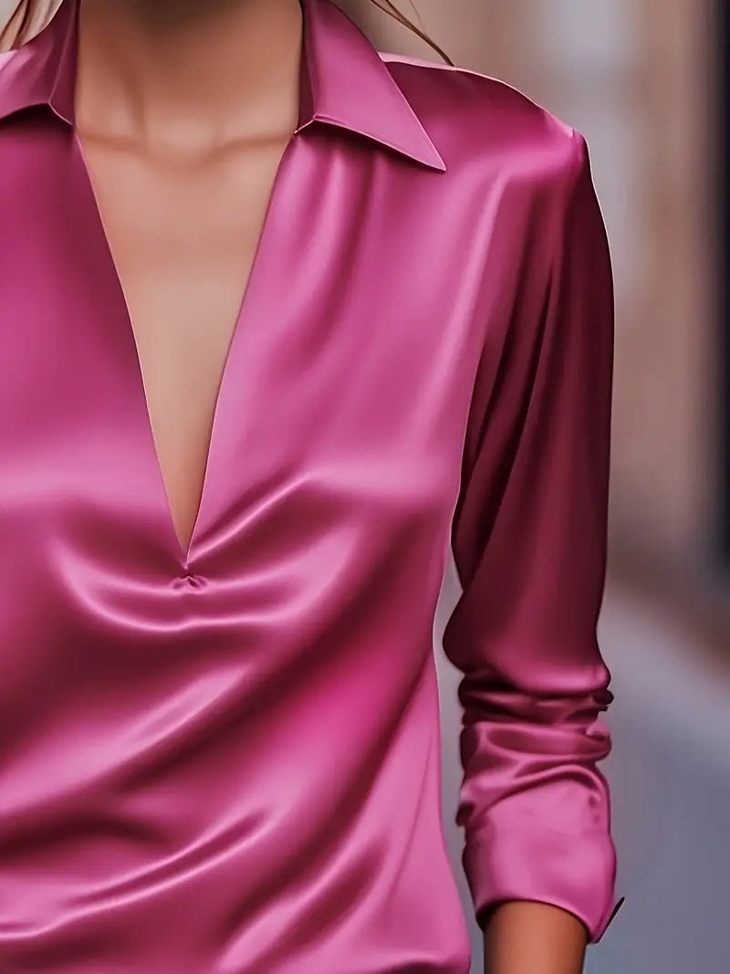 Eva™ | Luksus Satin V-Hals Bluse