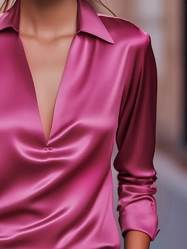 Eva™ | Luksus Satin V-Hals Bluse