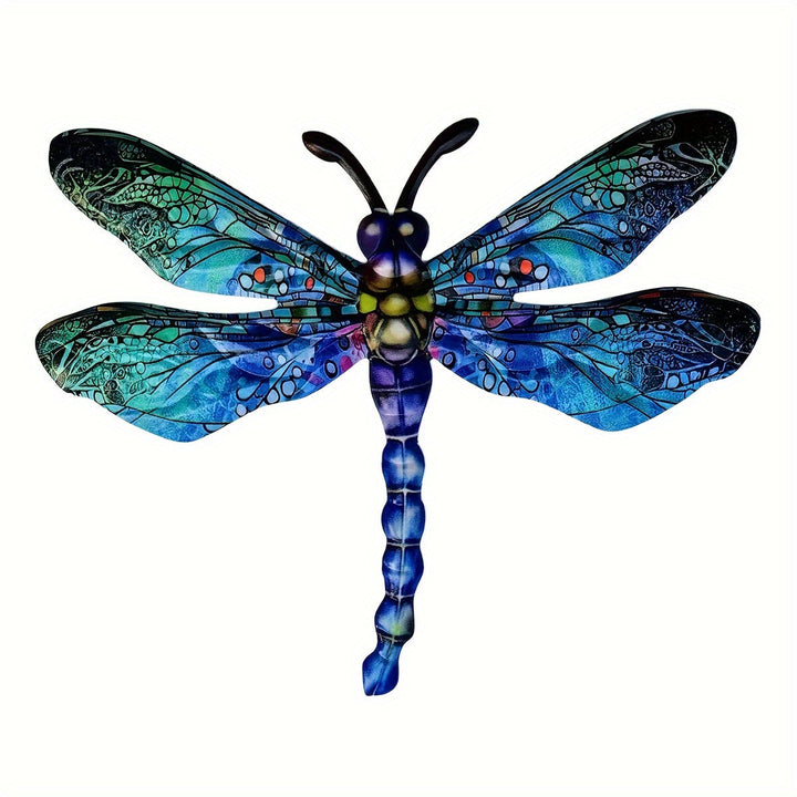Farverig Metal Dragonfly Vægkunst til Indendørs og Udendørs Dekor