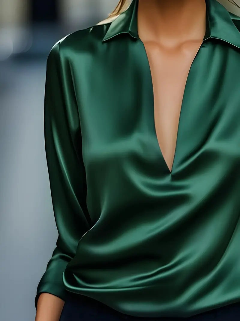 Eva™ | Luksus Satin V-Hals Bluse