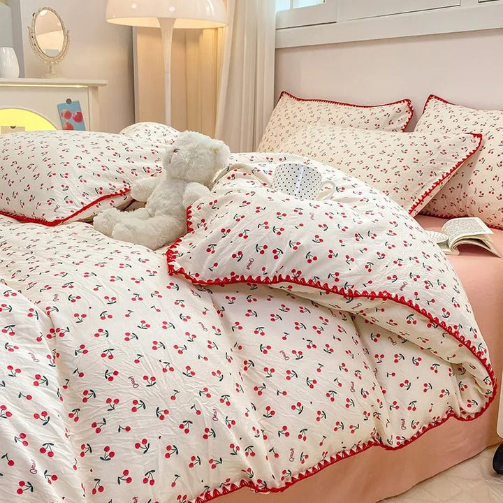 Blomster Duvet Cover Sæt med Pudebetræk i Blødt Stof