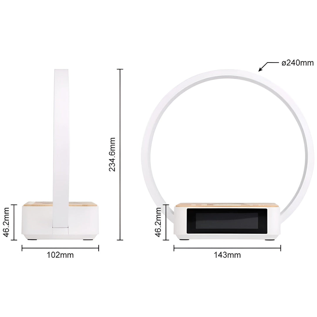 3-i-1 LED Bordlampe med Trådløs Oplader og Vækkeur