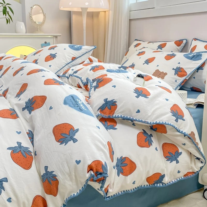 Blomster Duvet Cover Sæt med Pudebetræk i Blødt Stof