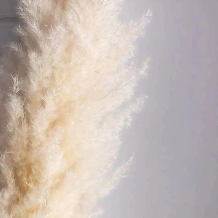 Naturlig Tørret Pampas Græs Buket i Hvid, Beige og Grå - 80 cm Fluffy Dekoration