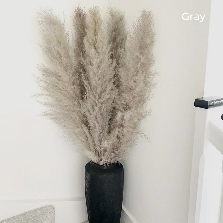 Naturlig Tørret Pampas Græs Buket i Hvid, Beige og Grå - 80 cm Fluffy Dekoration