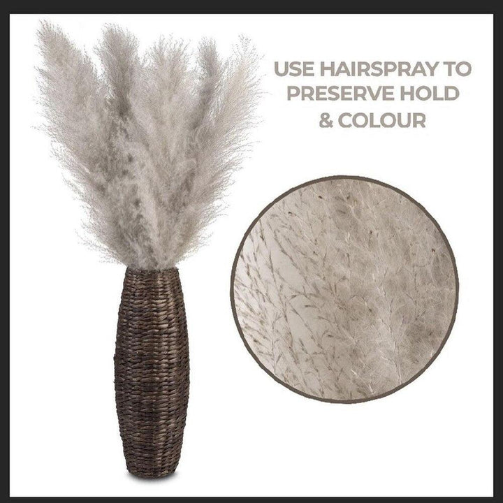 Naturlig Tørret Pampas Græs Buket i Hvid, Beige og Grå - 80 cm Fluffy Dekoration