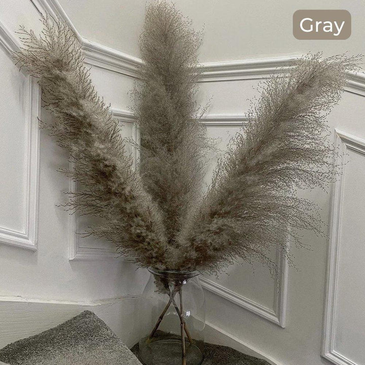 Naturlig Tørret Pampas Græs Buket i Hvid, Beige og Grå - 80 cm Fluffy Dekoration