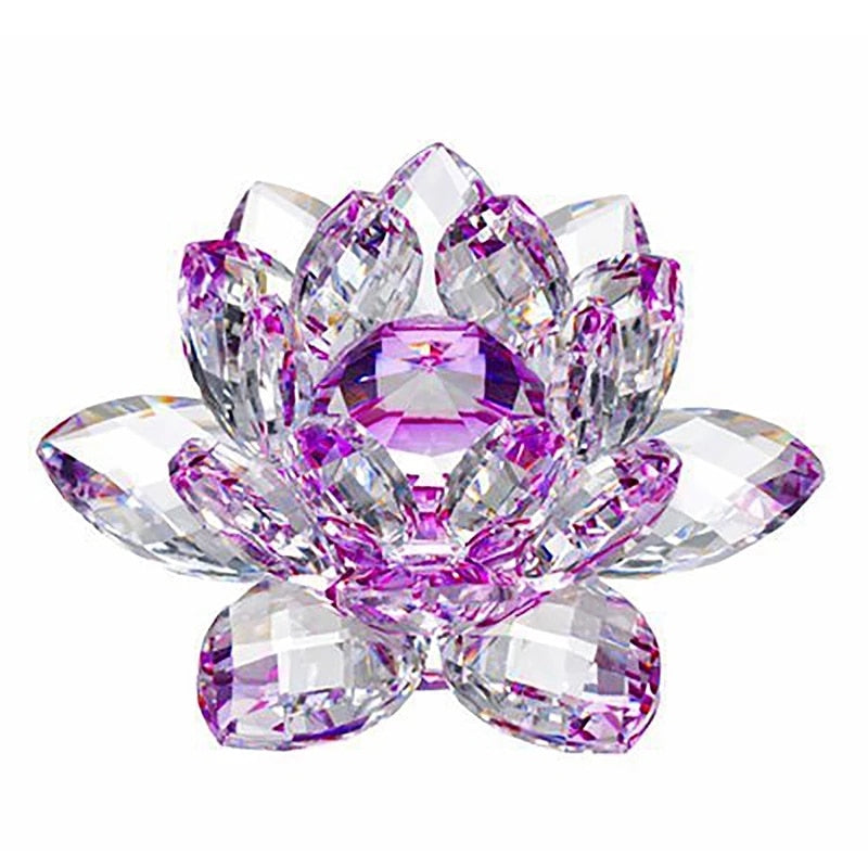 80mm Krystal Lotus Blomst Ornament til Feng Shui