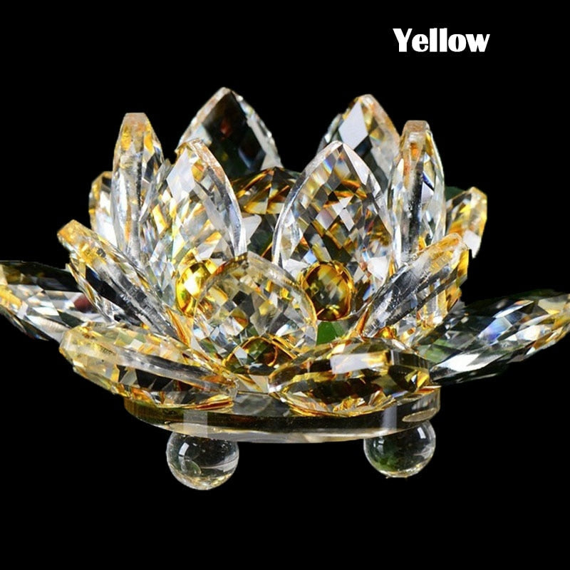 80mm Krystal Lotus Blomst Ornament til Feng Shui