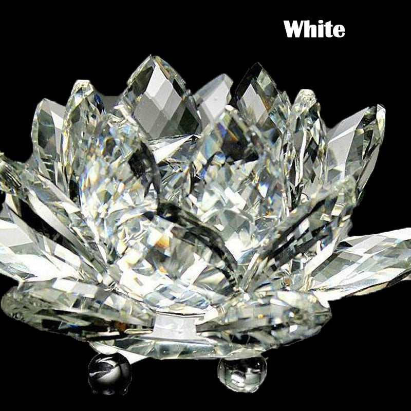 80mm Krystal Lotus Blomst Ornament til Feng Shui