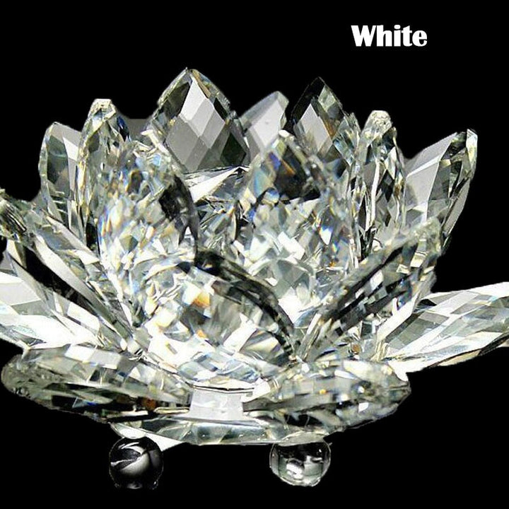 80mm Krystal Lotus Blomst Ornament til Feng Shui