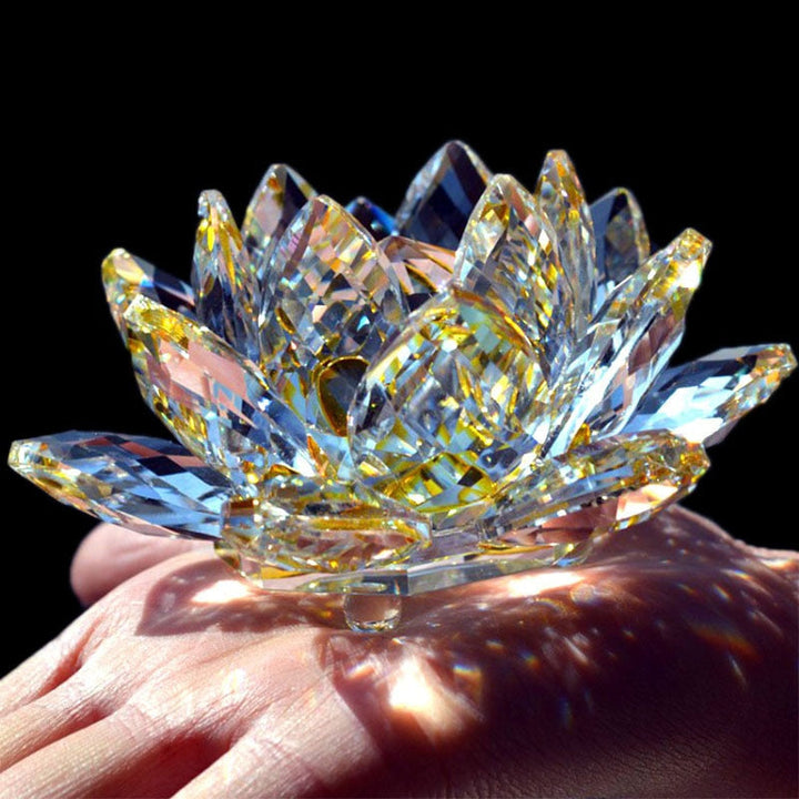 80mm Krystal Lotus Blomst Ornament til Feng Shui