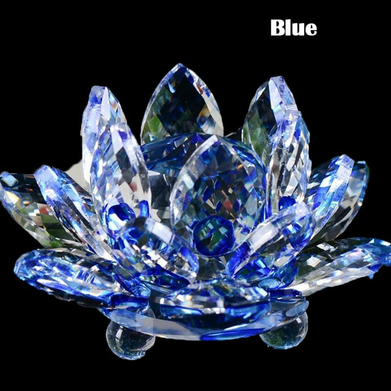 80mm Krystal Lotus Blomst Ornament til Feng Shui