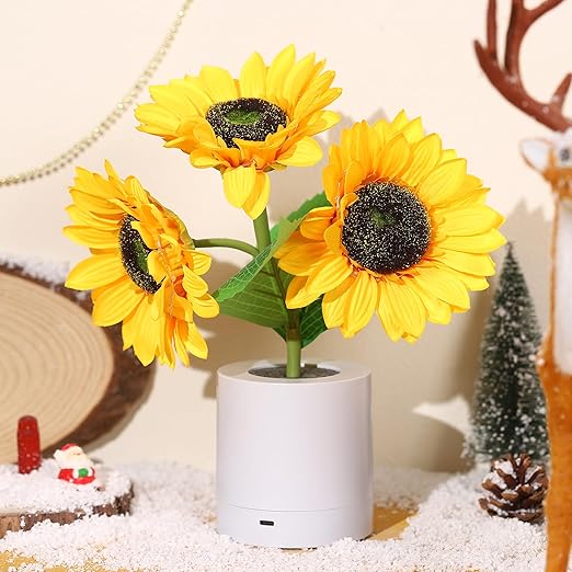 LED Solsikke Bordlampe med USB - Naturinspireret Belysning
