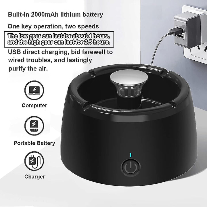 Bærbar Røgfri Askebæger med Duftfilter og USB-Opladning