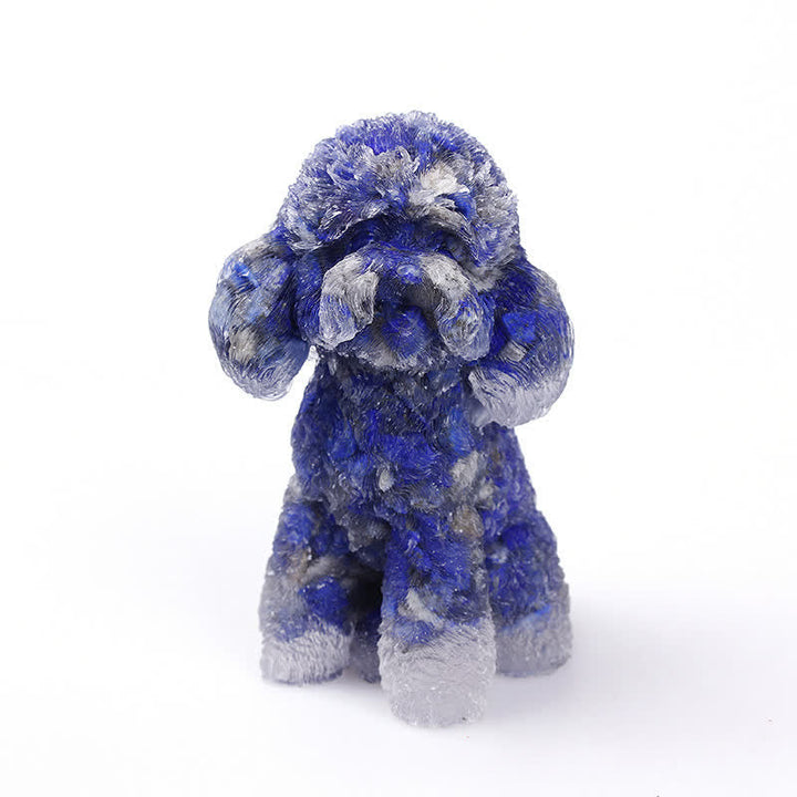 Naturligt Krystal Poodle Sten Ornament i Ædelsten