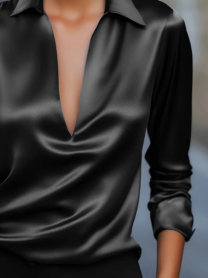 Eva™ | Luksus Satin V-Hals Bluse