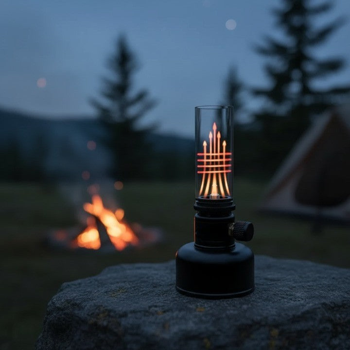 Justerbar Gas Flamme Bordlampe i Aluminium