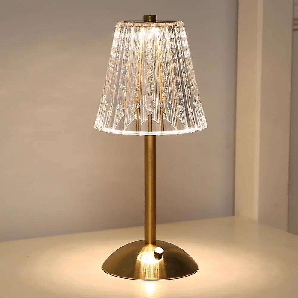 Vintage Krystal Bordlampe med Justerbar Lysstyrke og USB-C Batteri