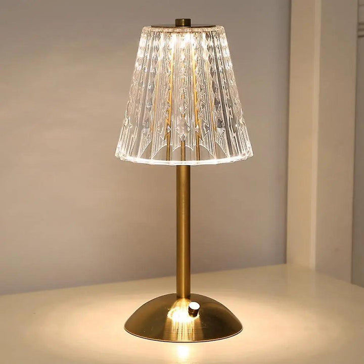 Vintage Krystal Bordlampe med Justerbar Lysstyrke og USB-C Batteri