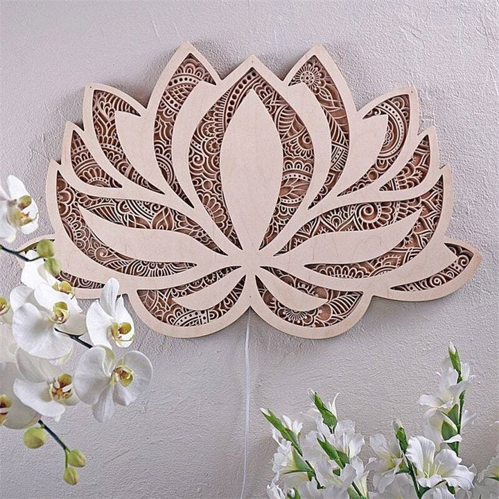 Lotus Mandala LED Væglampe i Hvid og Guld