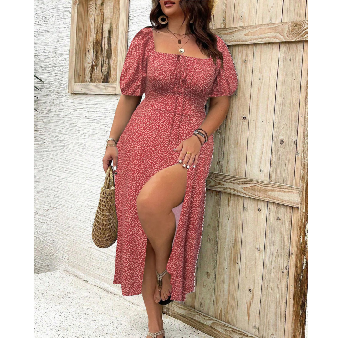 Eleanor™ | Elegant Plus Size Puff Sleeve Maxi Kjole
