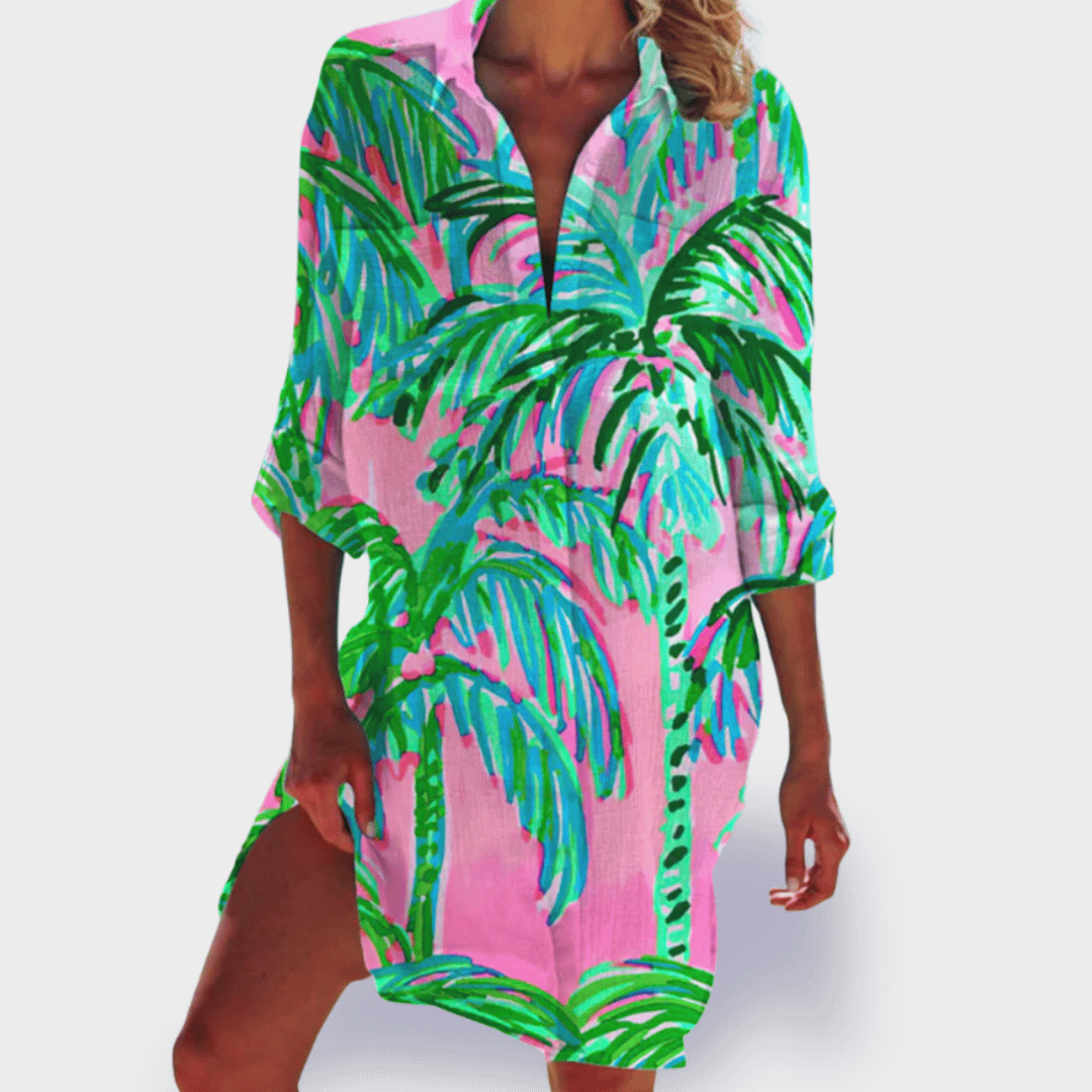 Grace | Kvinders Lette Farverige Draperet Kjole Casual Sommer