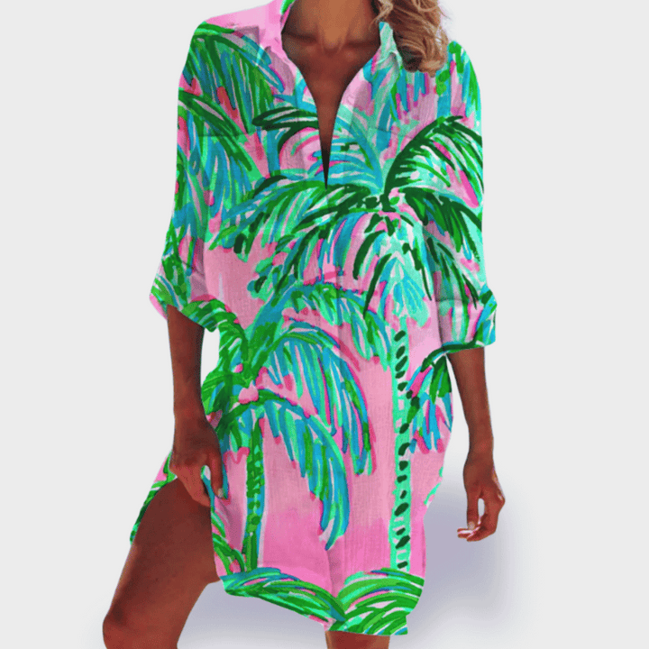 Grace | Kvinders Lette Farverige Draperet Kjole Casual Sommer