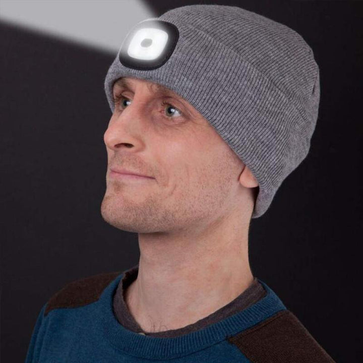 LED Beanie Hat med Aftageligt Lys til Udendørs Aktiviteter