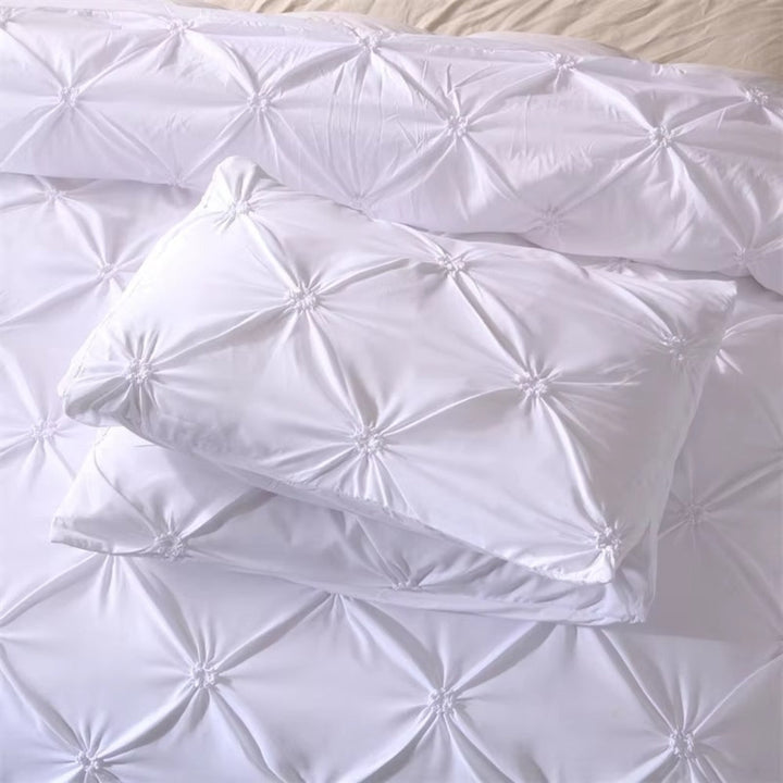 Pintuck Duvet Cover Sæt i Mikrofiber - 3 Stykker