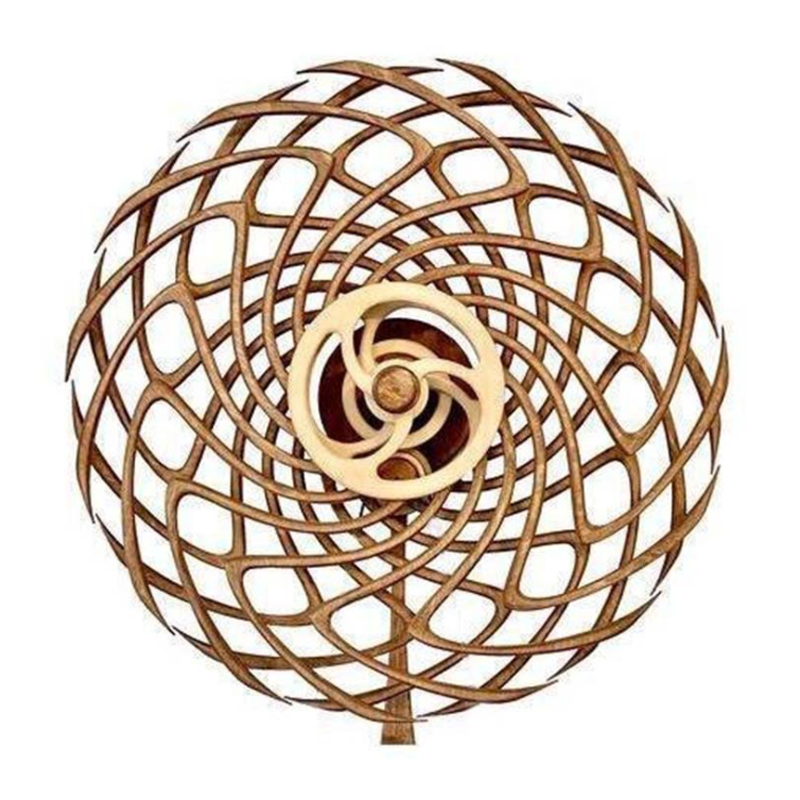 Håndlavet Kinetisk Træskulptur med Boomerang Design