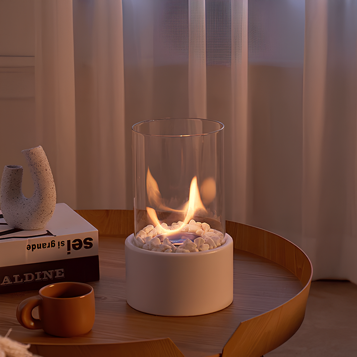 Elegant Glasolie Bordlampe med Aftagelig Cylinder og Metalbund
